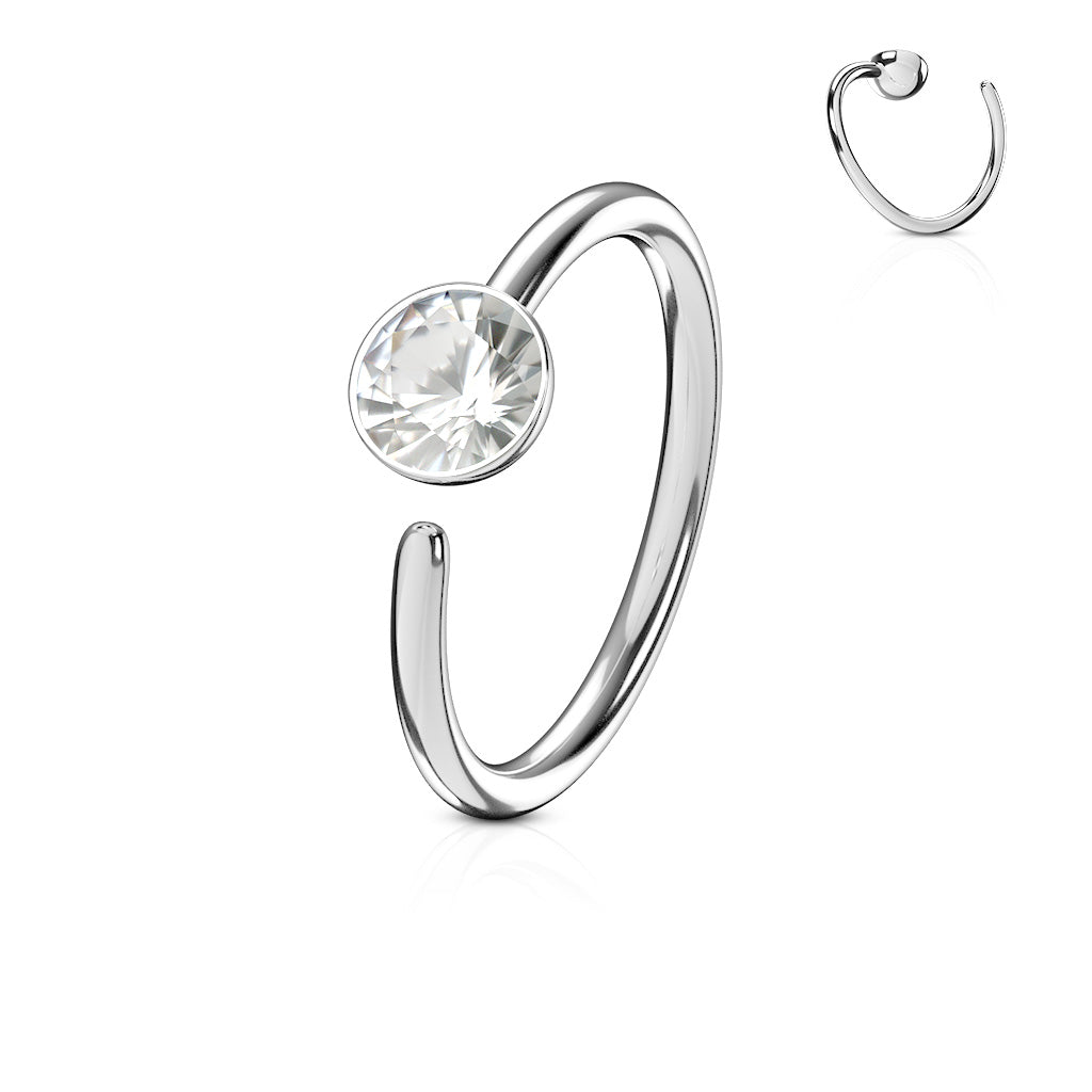 Single Gem End Annealed Surgical Steel Nostril Ring