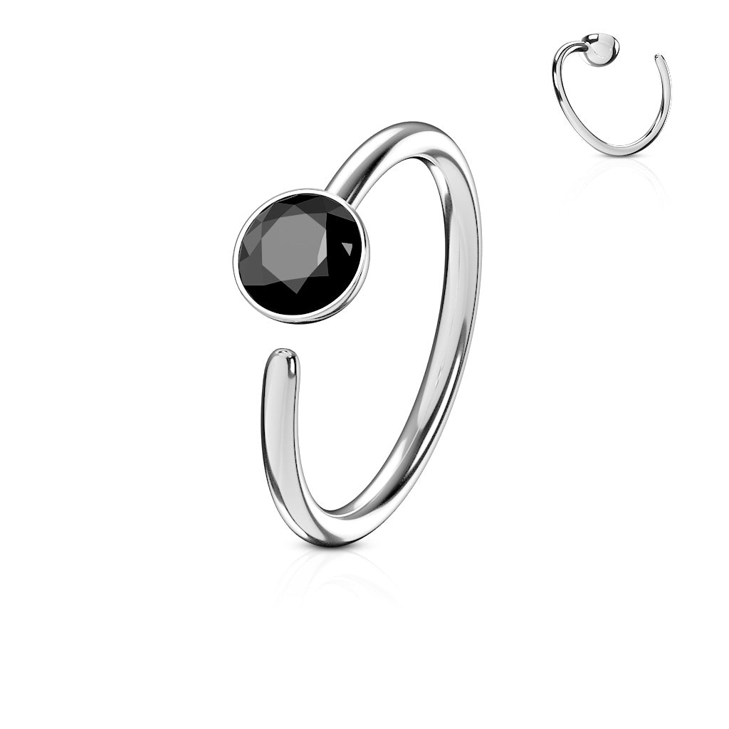 Single Gem End Annealed Surgical Steel Nostril Ring