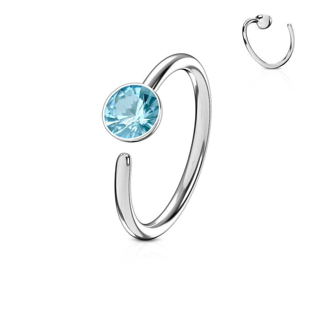 Single Gem End Annealed Surgical Steel Nostril Ring