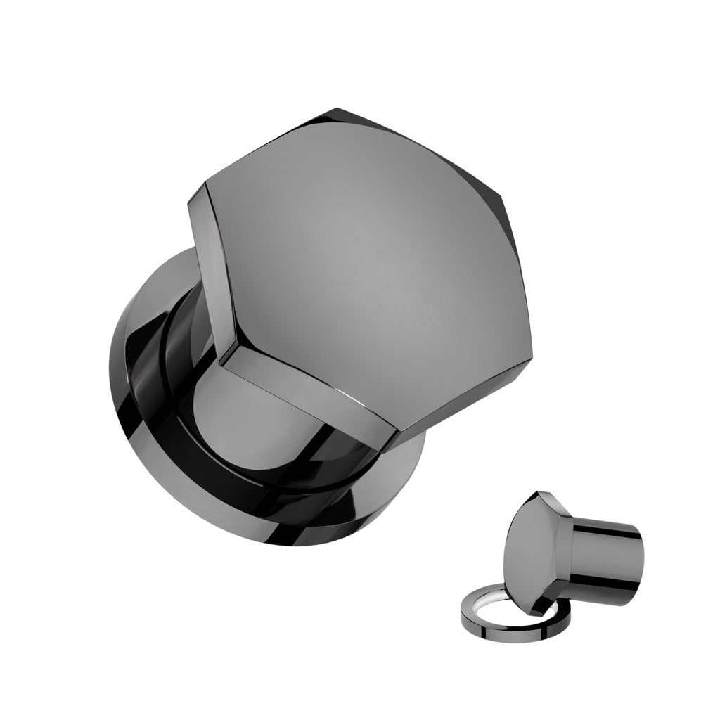 Hexa Single Flare Surgical Steel Screw Fit Tunnel Plug with Silicone Circle on Front
