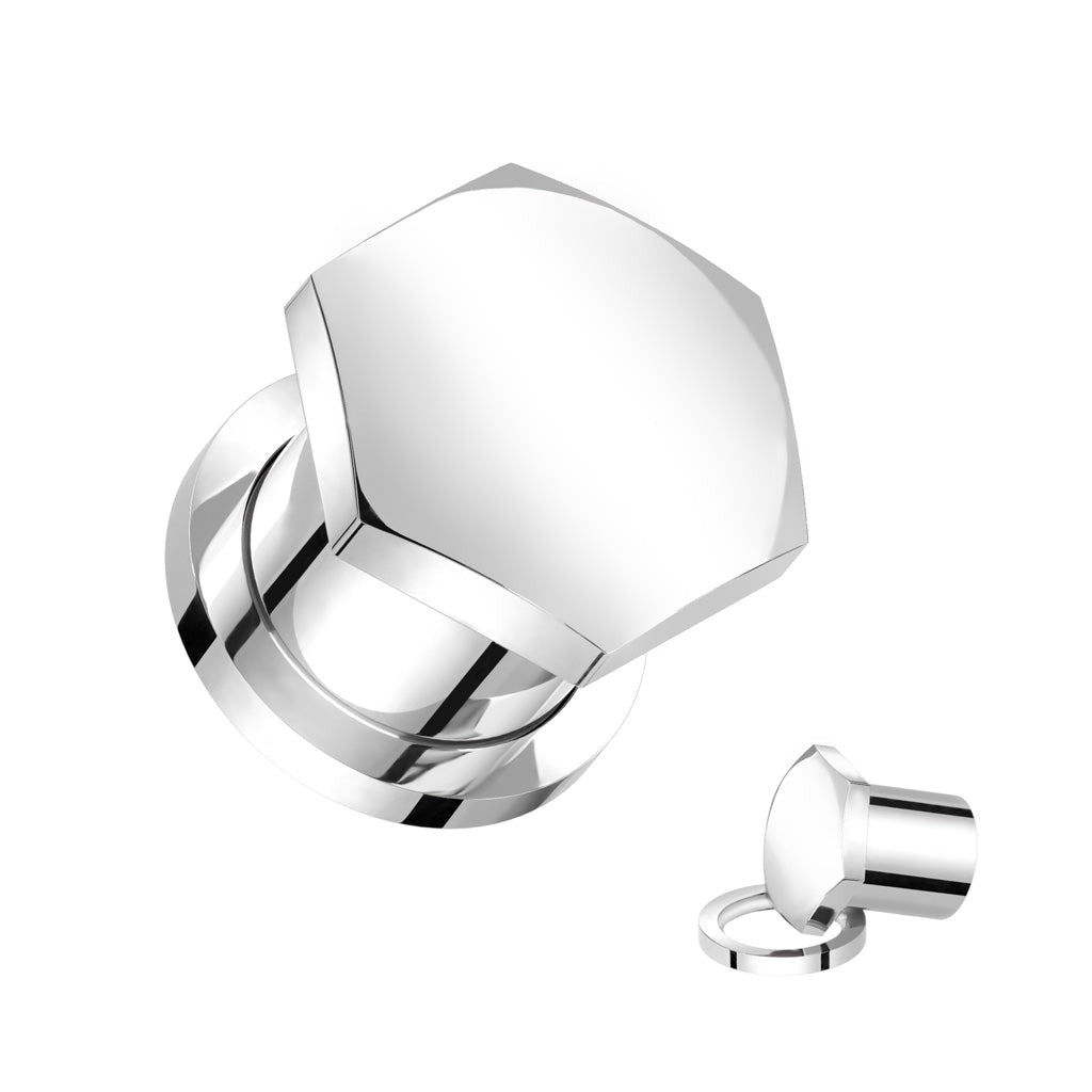 Hexa Single Flare Surgical Steel Screw Fit Tunnel Plug with Silicone Circle on Front
