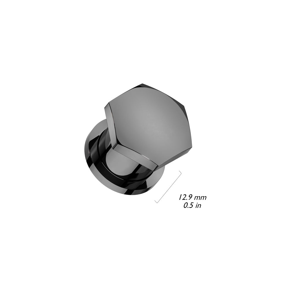 Hexa Single Flare Surgical Steel Screw Fit Tunnel Plug with Silicone Circle on Front