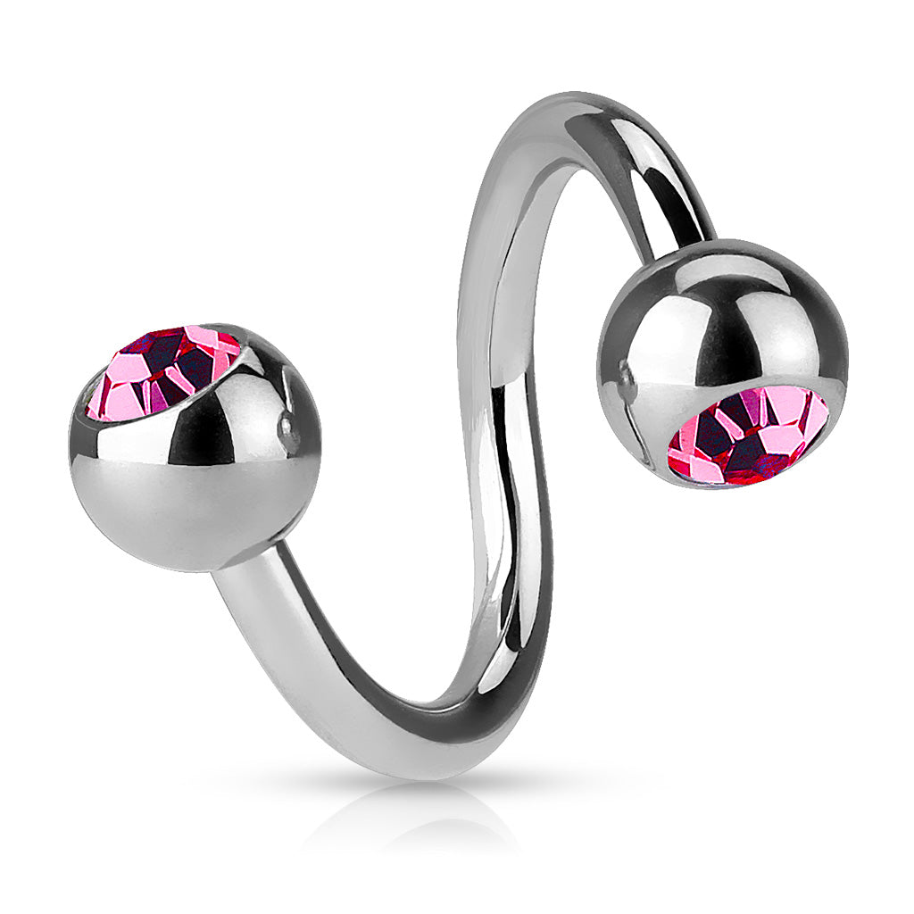 Surgical Steel Twists with Jeweled External Thread Balls