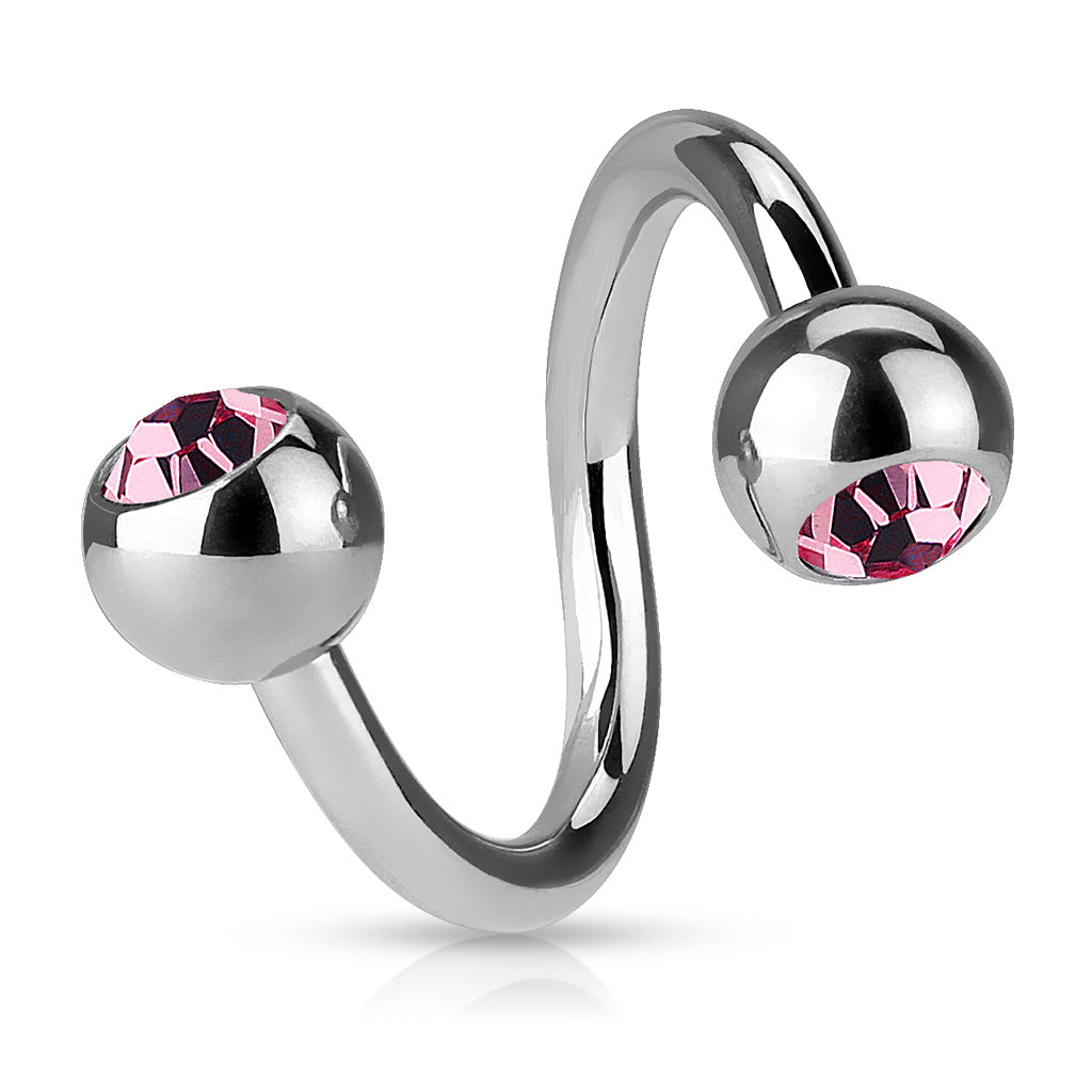 Surgical Steel Twists with Jeweled External Thread Balls