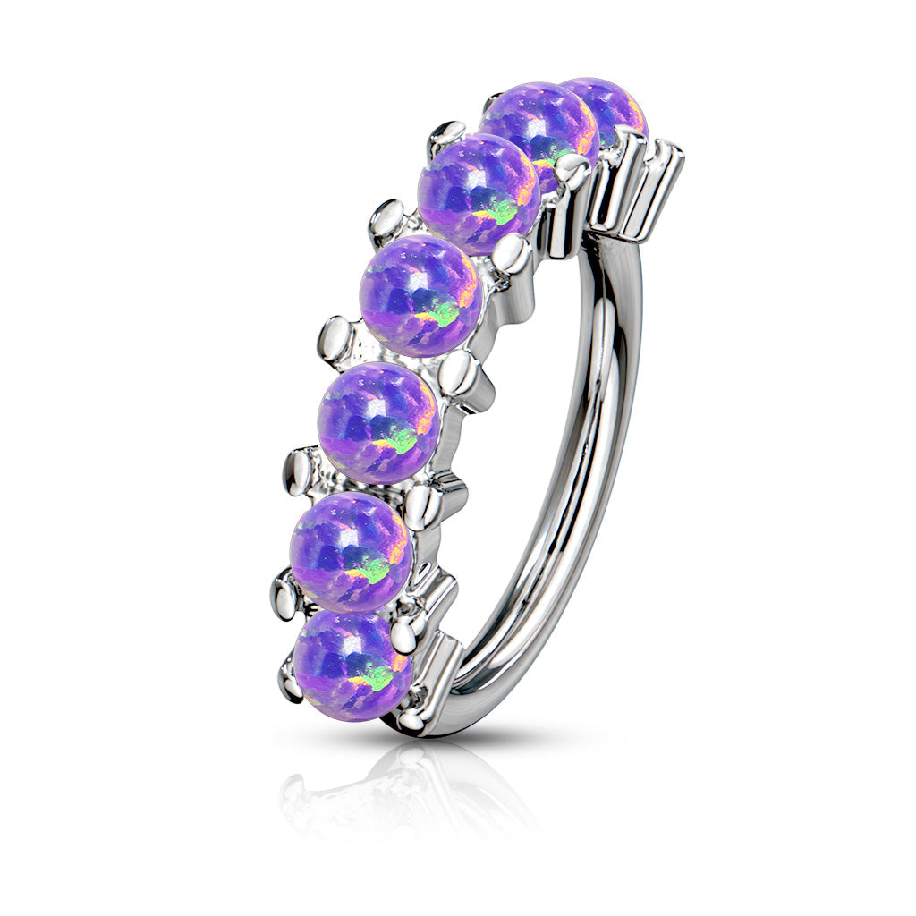 Annealed 7 Opal Lined 8mm rings in Surgical Steel