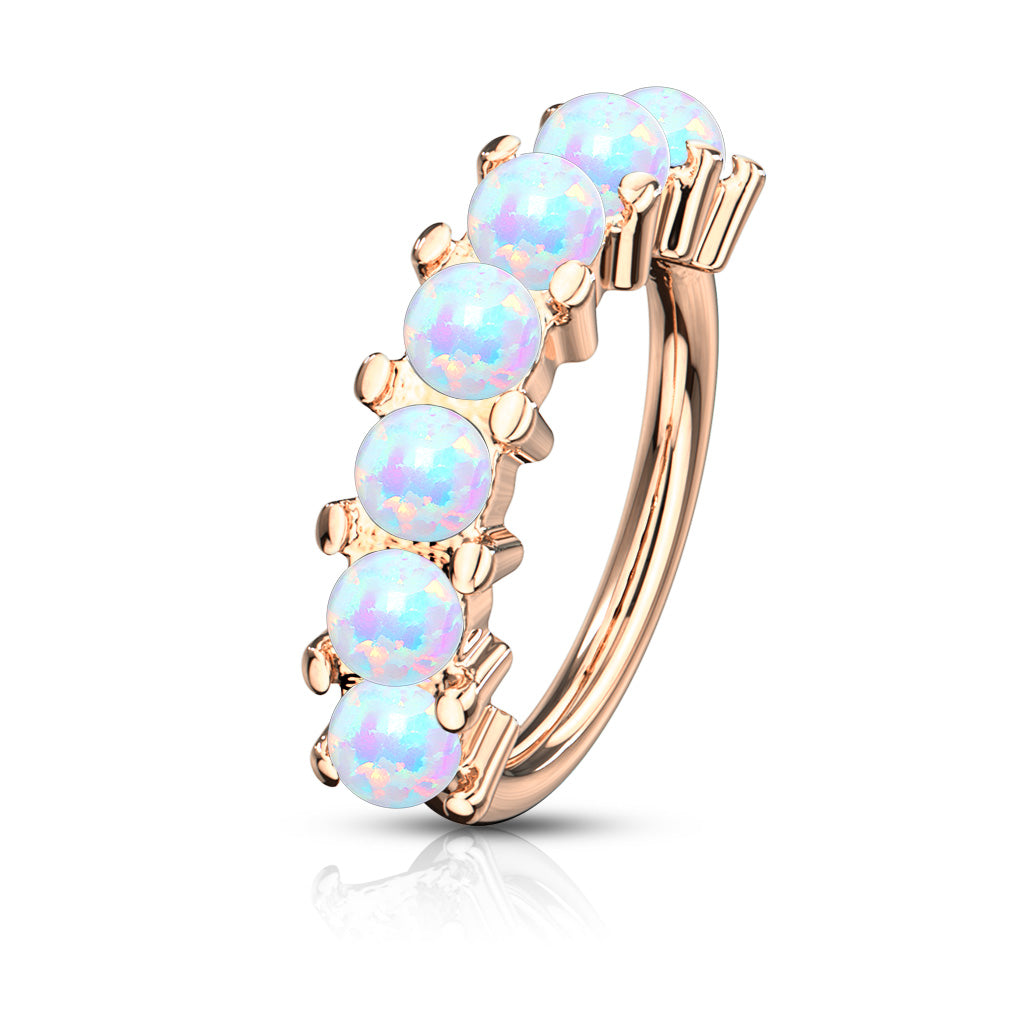 Annealed 7 Opal Lined 8mm rings in Surgical Steel