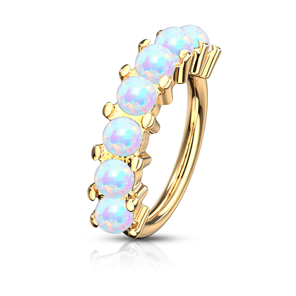 Annealed 7 Opal Lined 8mm rings in Surgical Steel