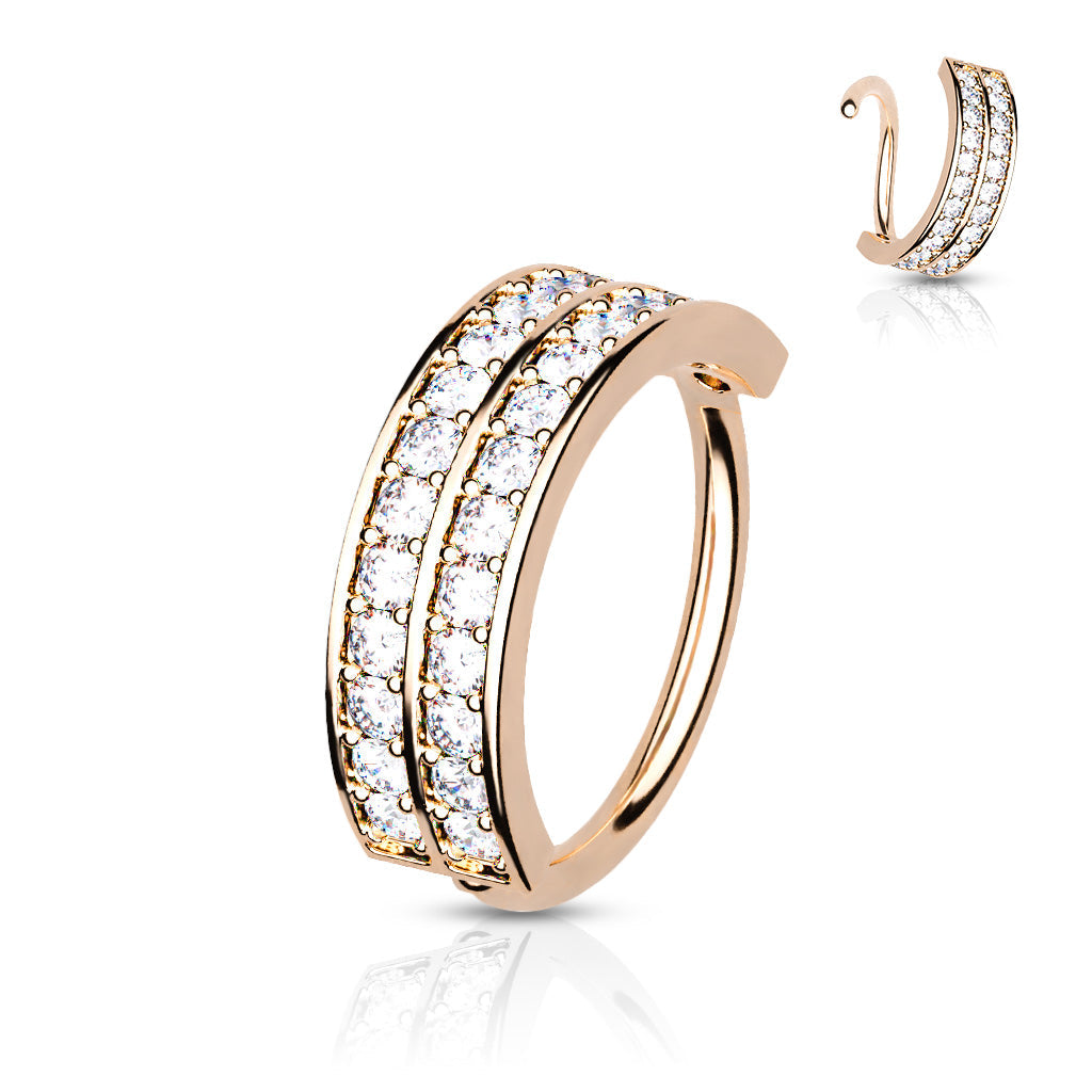 Annealed CZ Double Lined Half Circle 8mm rings in Surgical Steel