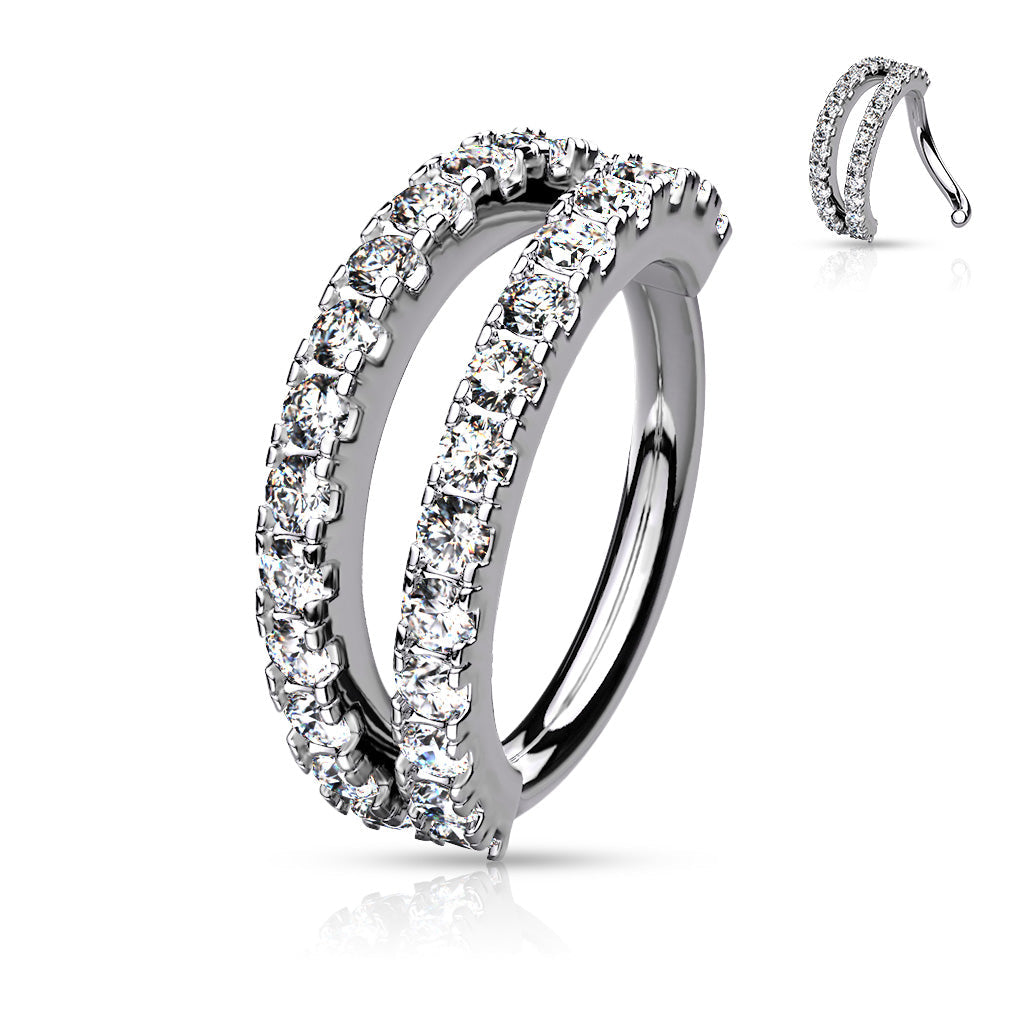 Annealed Double Separated Surgical Steel CZ Ring