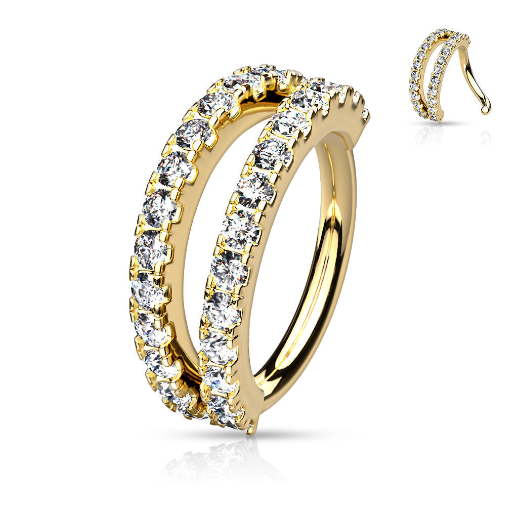 Annealed Double Separated Surgical Steel CZ Ring
