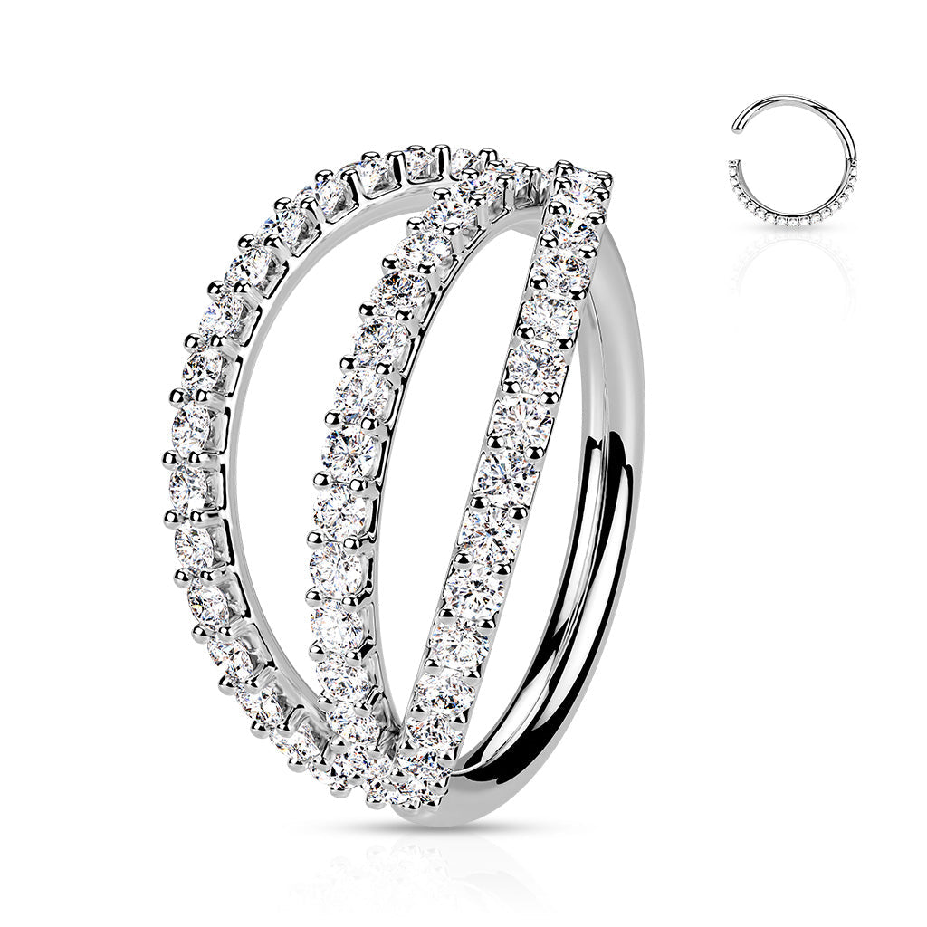 Annealed Triple Separated Surgical Steel CZ Ring