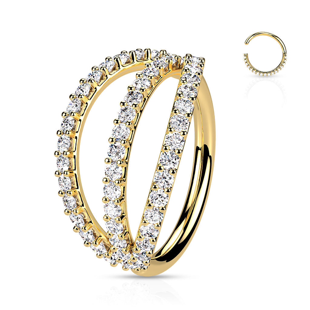 Annealed Triple Separated Surgical Steel CZ Ring