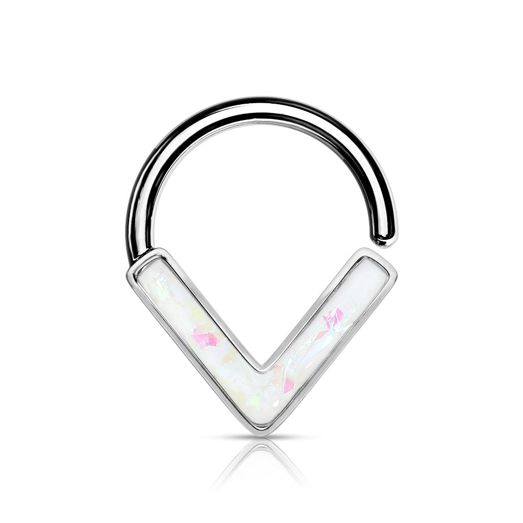 Surgical Steel Annealed Opal Glitter Chevron