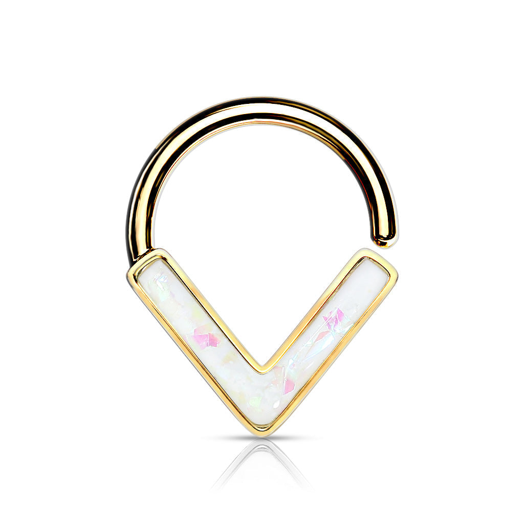 Surgical Steel Annealed Opal Glitter Chevron