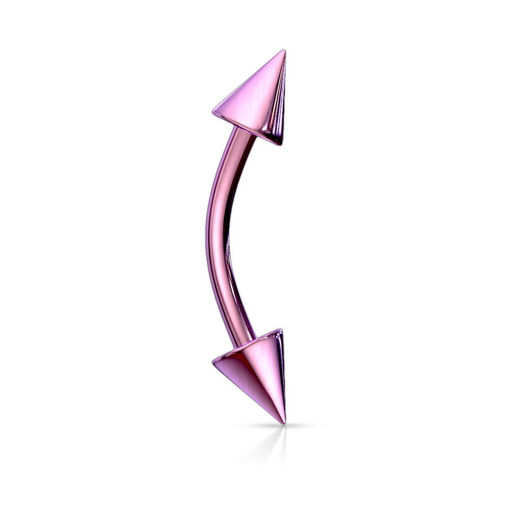 Surgical Steel Curved Barbells with Spike Ends External Thread