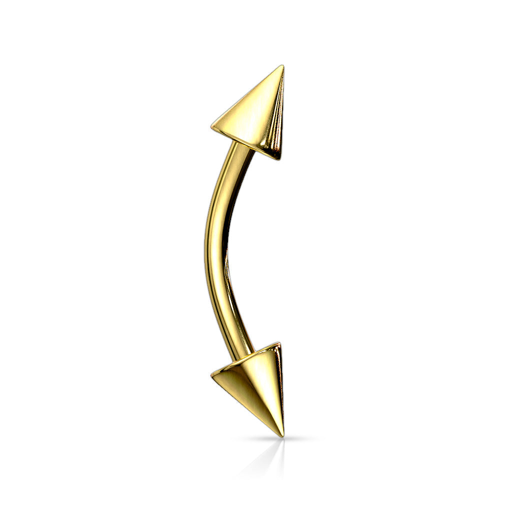Surgical Steel Curved Barbells with Spike Ends External Thread
