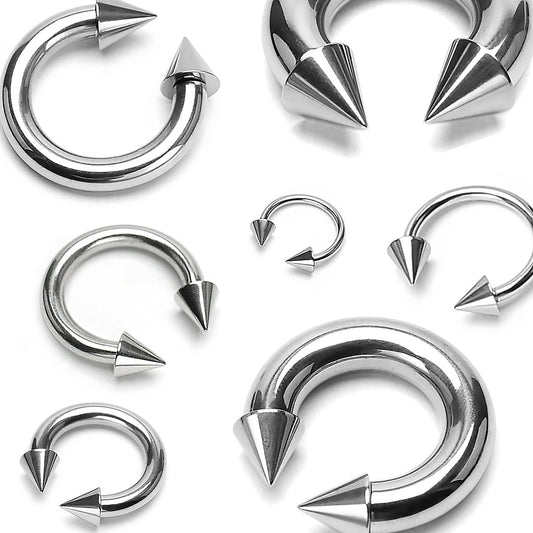 Surgical Steel Horseshoe with Spike Ends External Thread