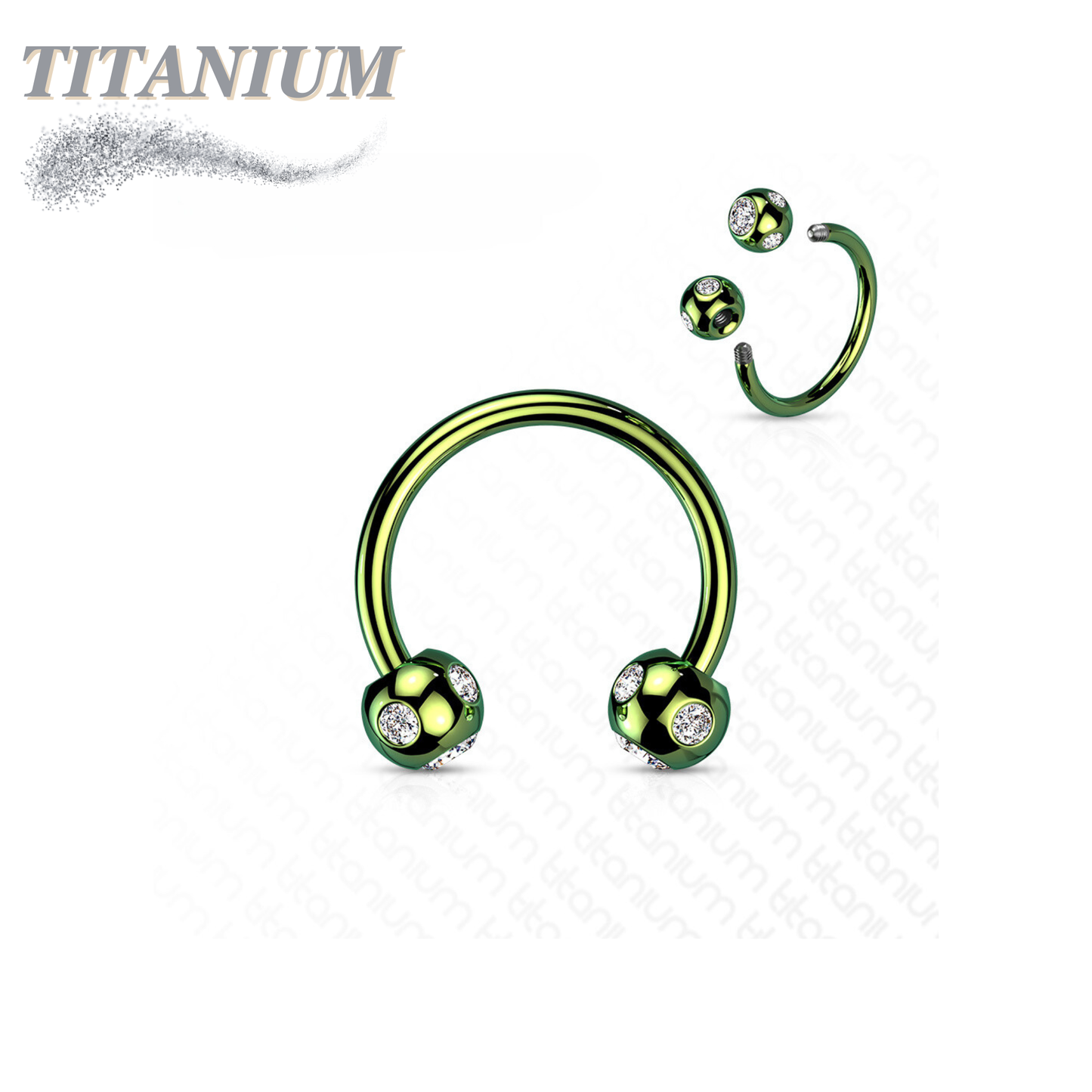 Colored Horseshoe with 5-Gem Paved Crystal Balls External Thread