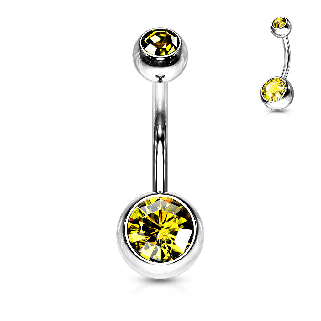 Belly Banana Standard Double Gem Surgical Steel External Thread