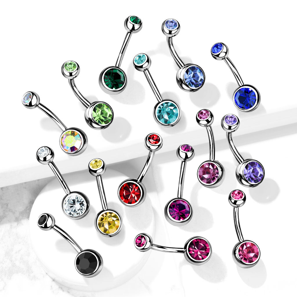 Belly Banana Standard Double Gem Surgical Steel External Thread