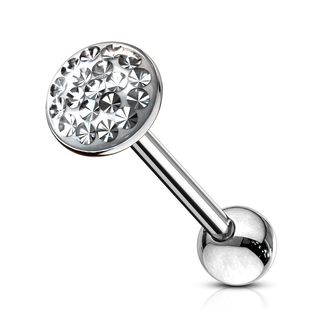 Surgical Steel Tongue Barbell with Smooth Epoxy Paved Gem