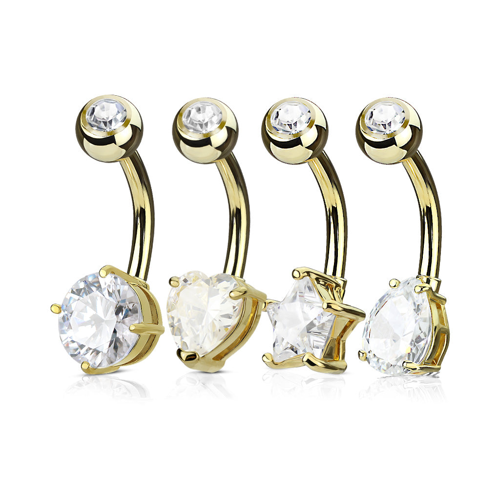 4pc Value Pack Mixed Shape Surgical Steel Belly Rings