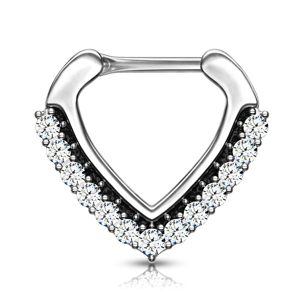 Surgical Steel Chevron CZ Clicker 16G 8mm only - CLEARANCE