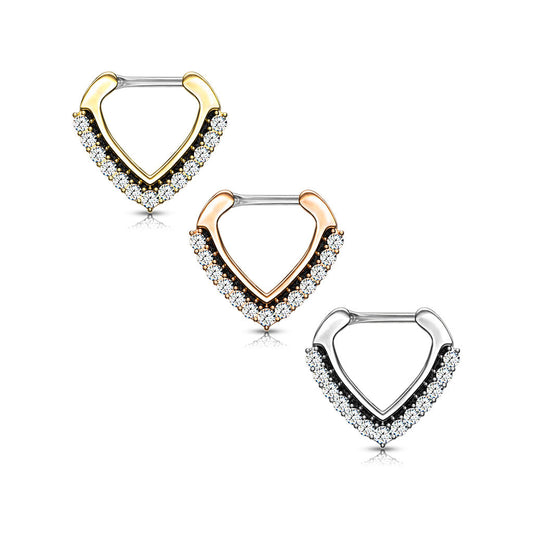 Surgical Steel Chevron CZ Clicker 16G 8mm only - CLEARANCE