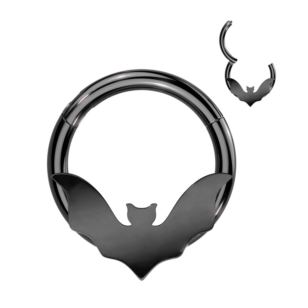 Surgical Steel Hinged Ring with Bat