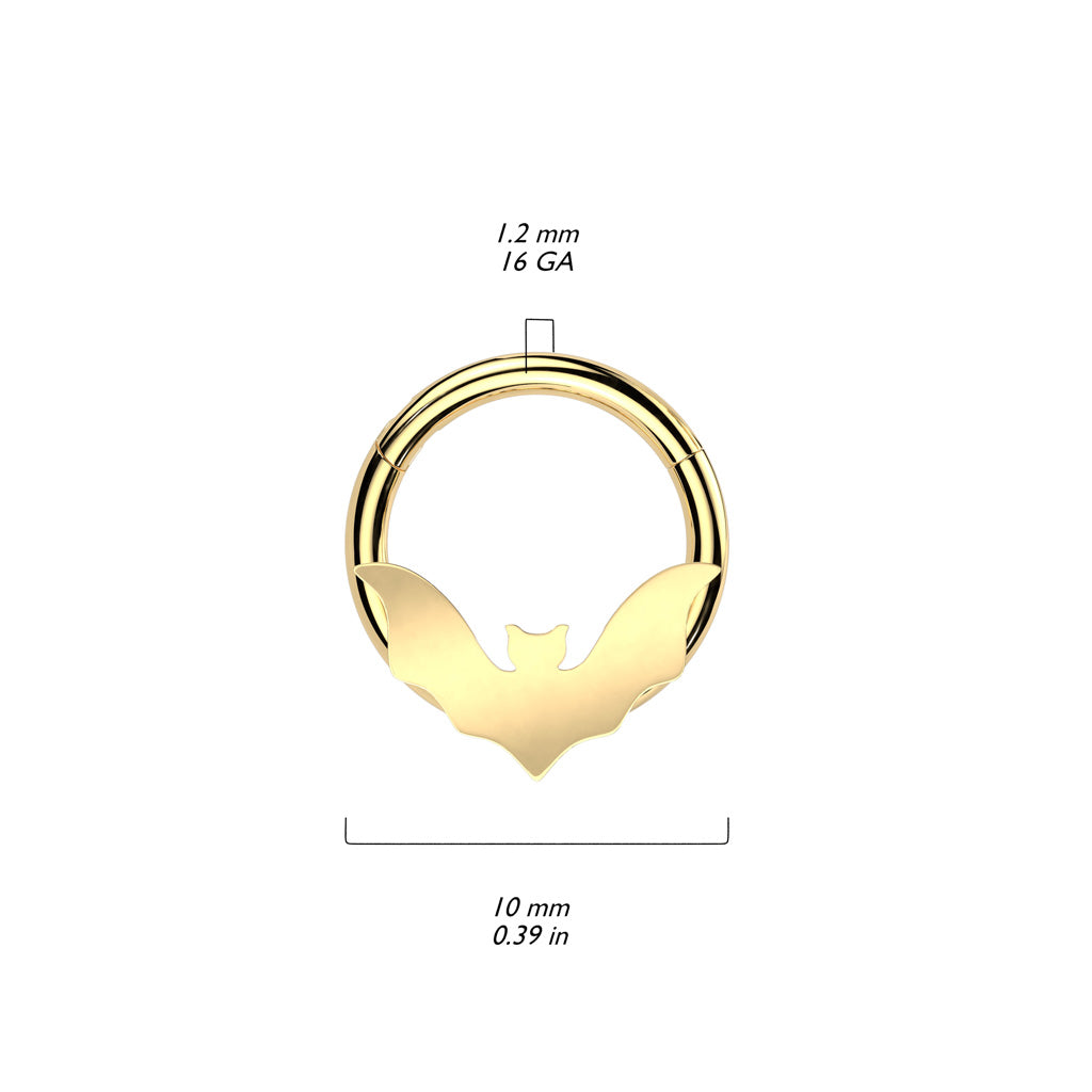 Surgical Steel Hinged Ring with Bat