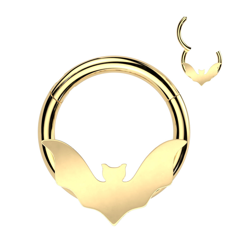 Surgical Steel Hinged Ring with Bat