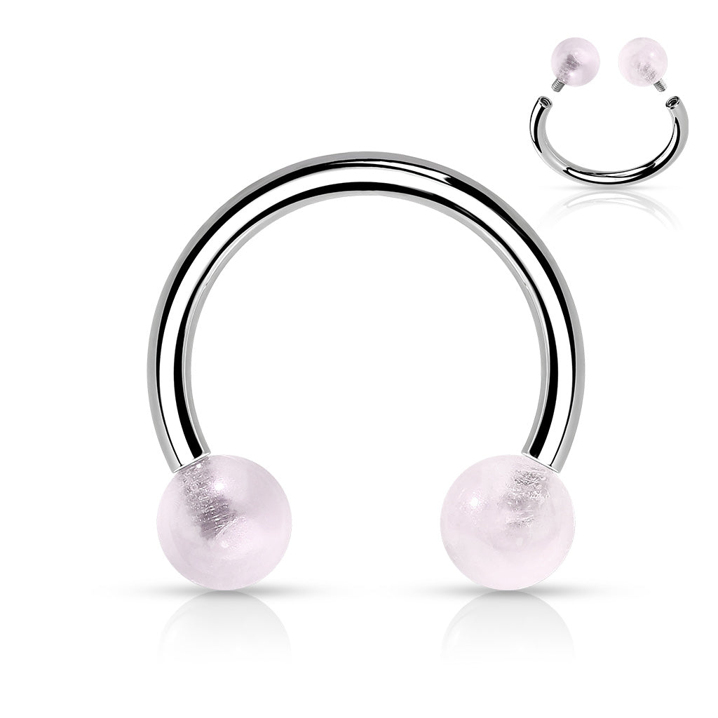 Surgical Steel Internally Threaded Horseshoes with Semi Precious Stones