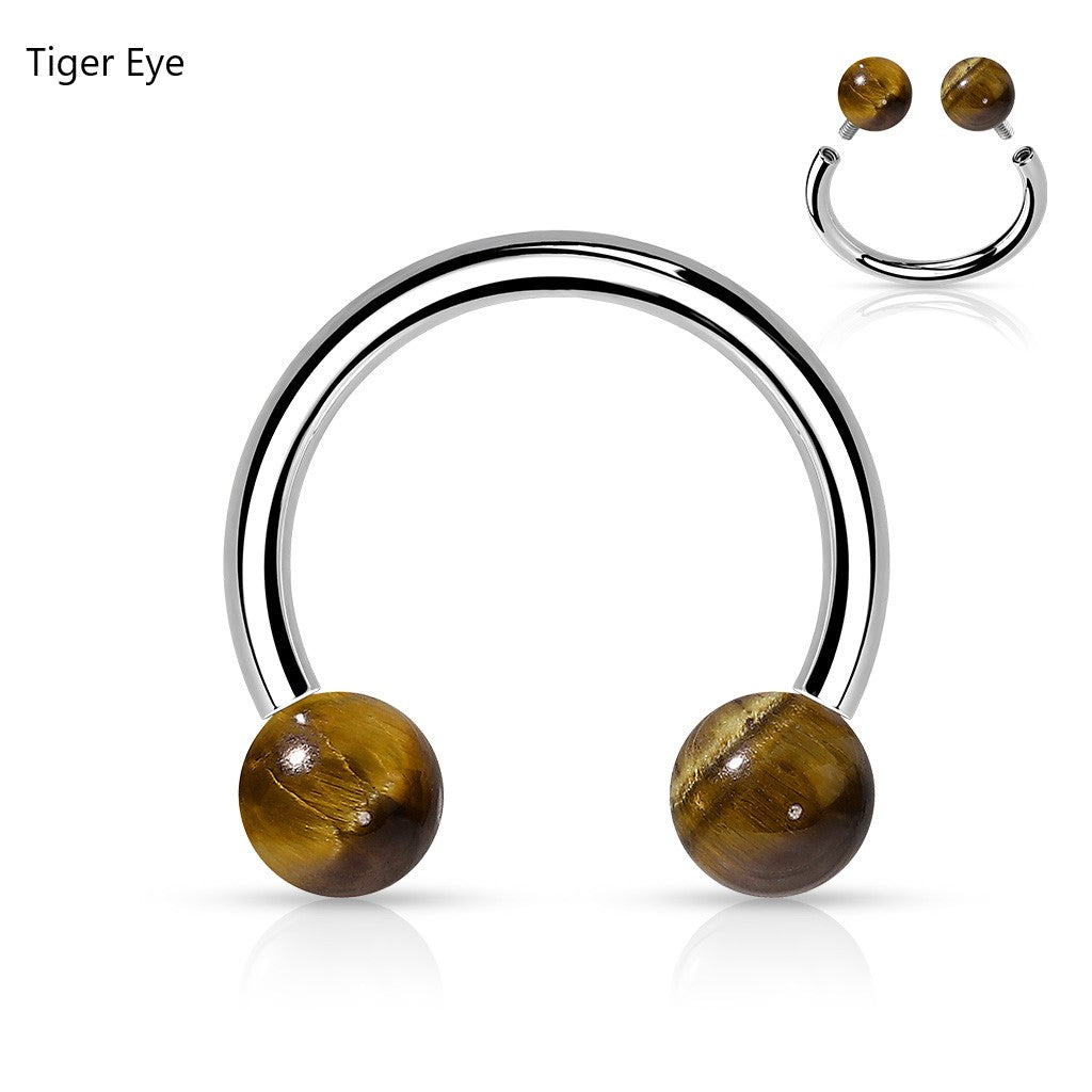 Surgical Steel Internally Threaded Horseshoes with Semi Precious Stones