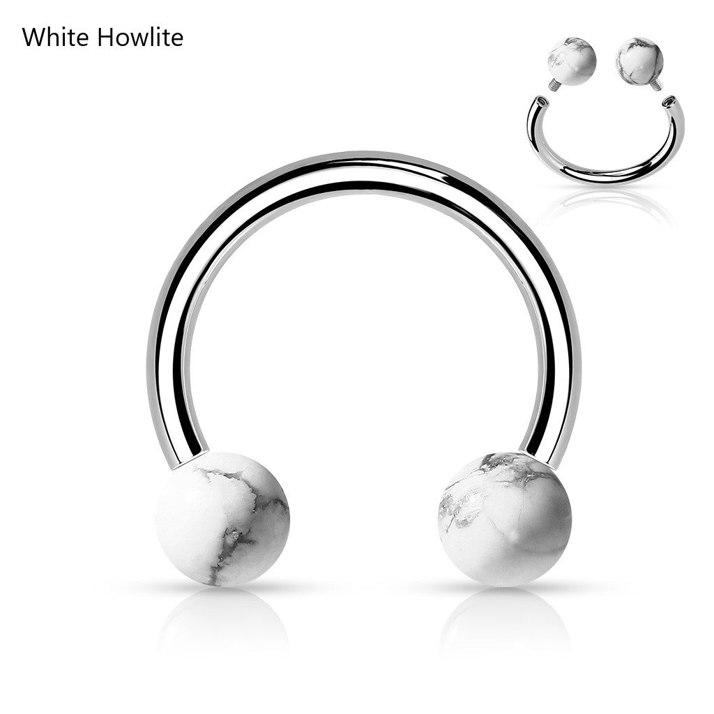 Surgical Steel Internally Threaded Horseshoes with Semi Precious Stones