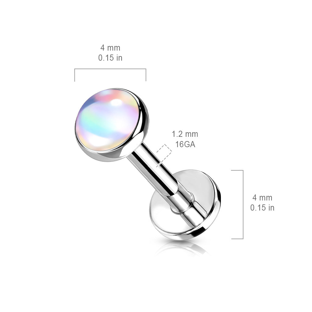 Iridescent Stone Top Surgical Steel Labret Internal Thread