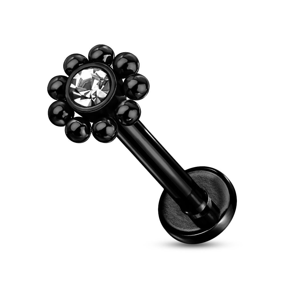 Internal Threaded Surgical Steel Micro Cluster CZ Flower