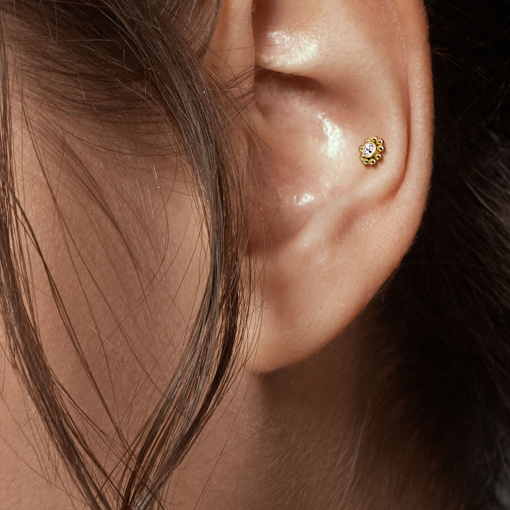 Internal Threaded Surgical Steel Micro Cluster CZ Flower