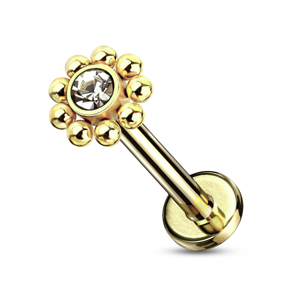 Internal Threaded Surgical Steel Micro Cluster CZ Flower