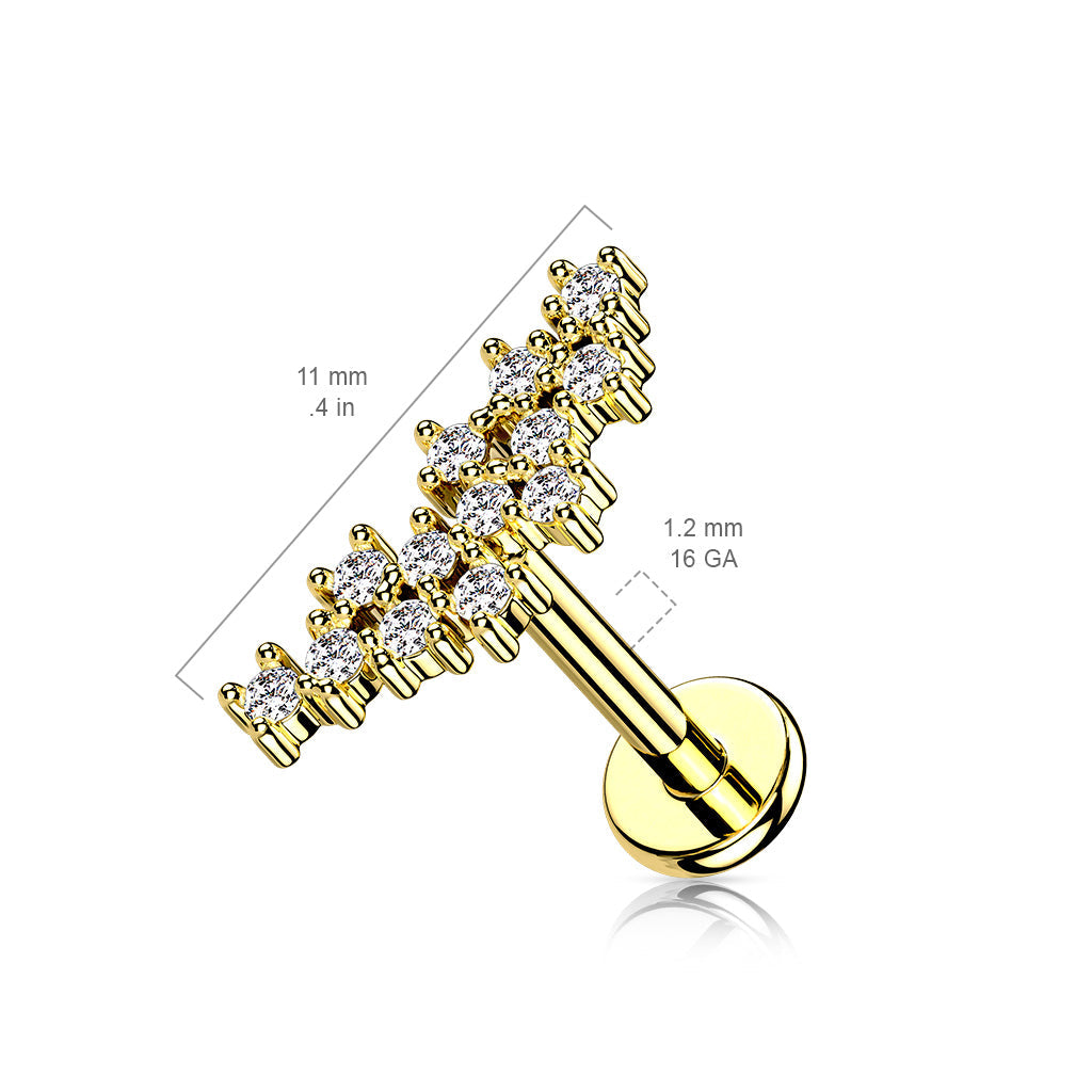 Surgical Steel CZ Prong Cluster Top Internal Thread Labret Combo