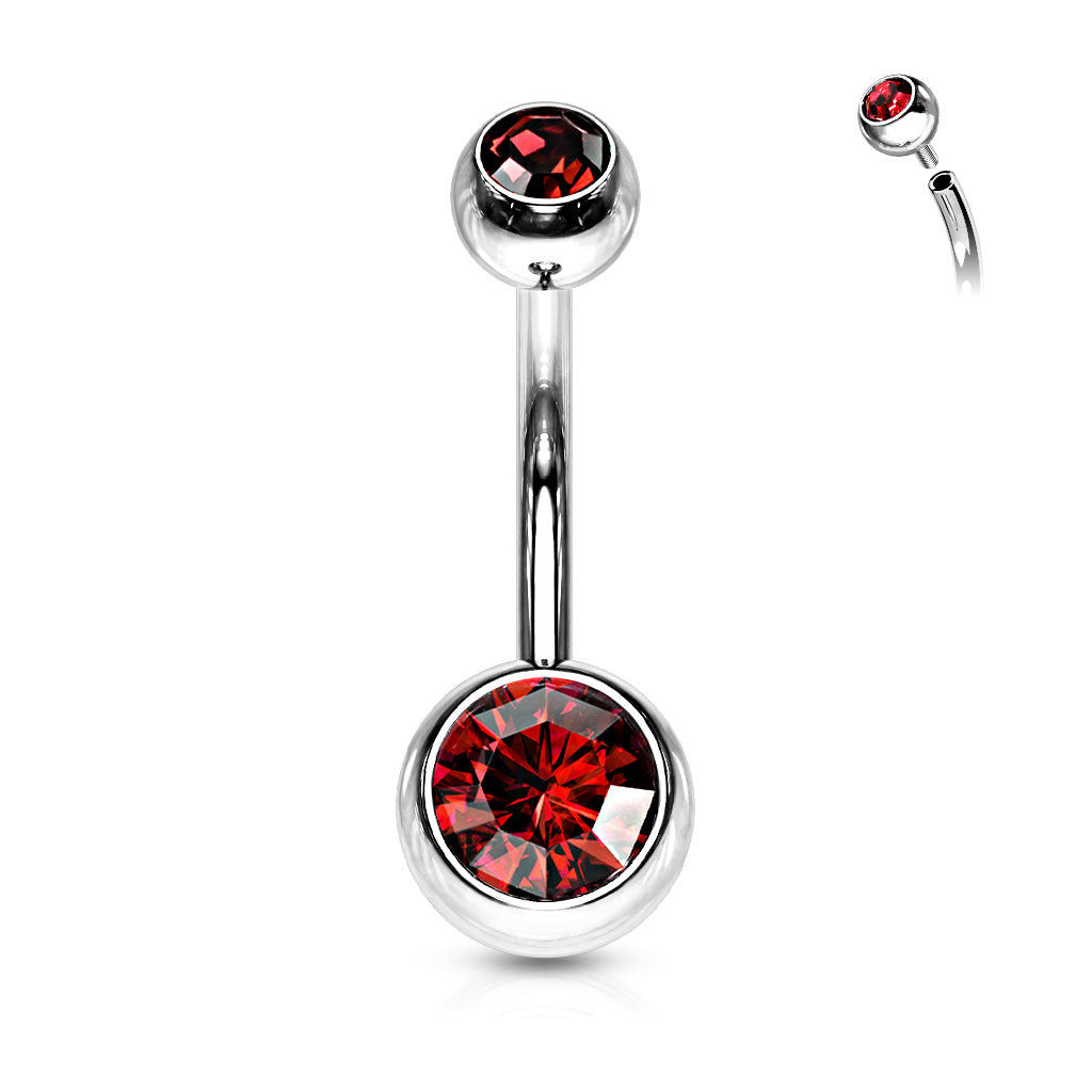 Surgical Steel Double Jewel Internally Threaded Standard Belly Banana