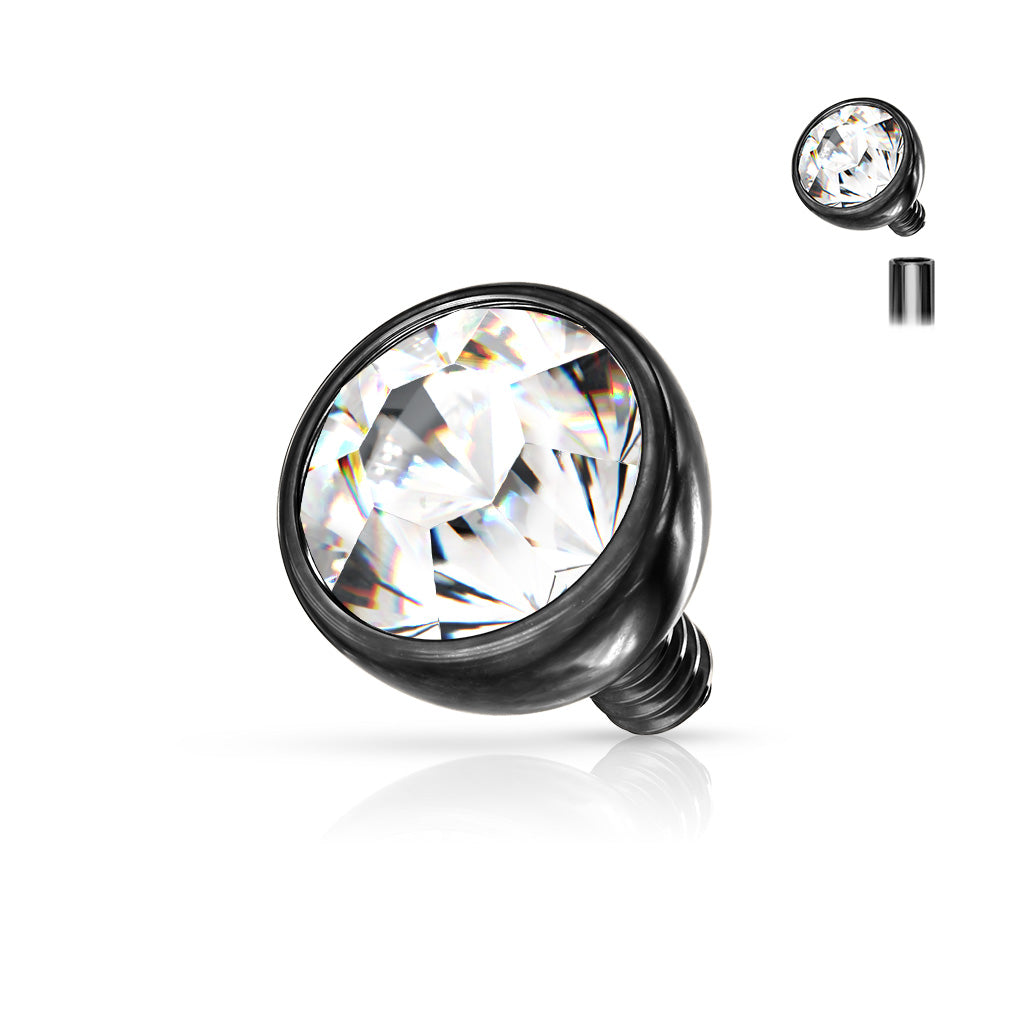 Internally Threaded Surgical Steel CZ Bezel Set Ball Top