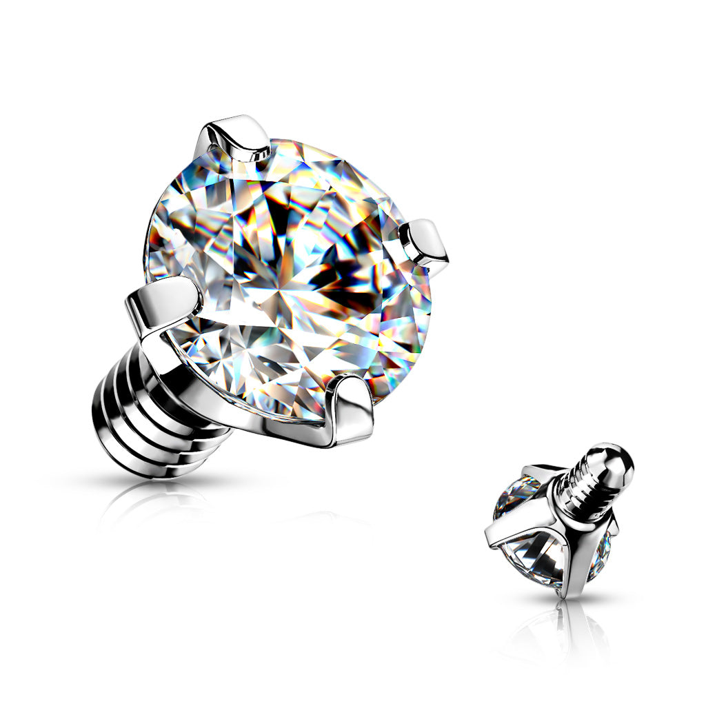 Internally Threaded Surgical Steel Prong Gem Tops