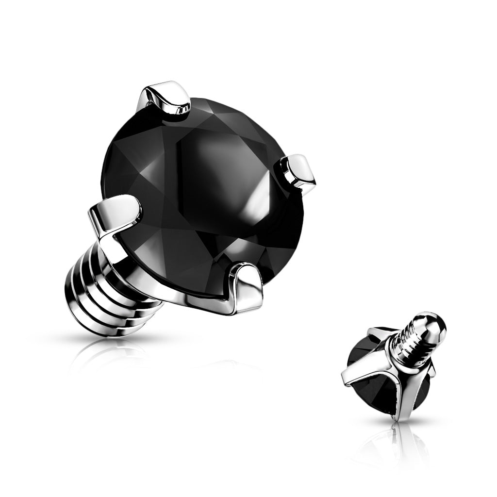 Internally Threaded Surgical Steel Prong Gem Tops