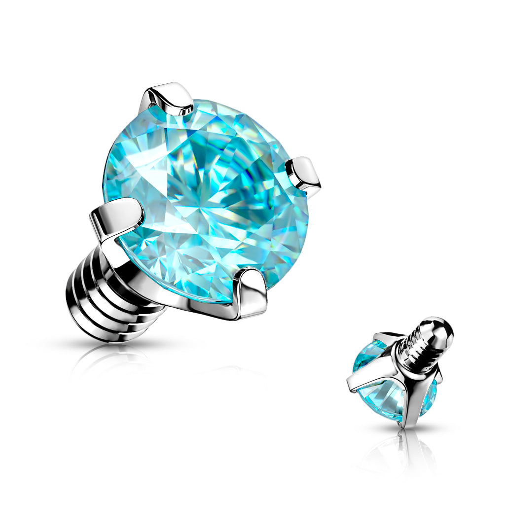 Internally Threaded Surgical Steel Prong Gem Tops