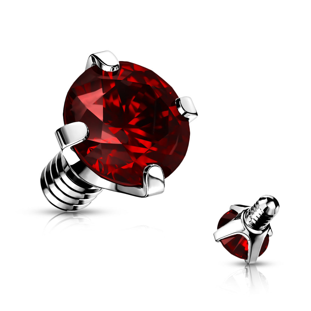 Internally Threaded Surgical Steel Prong Gem Tops