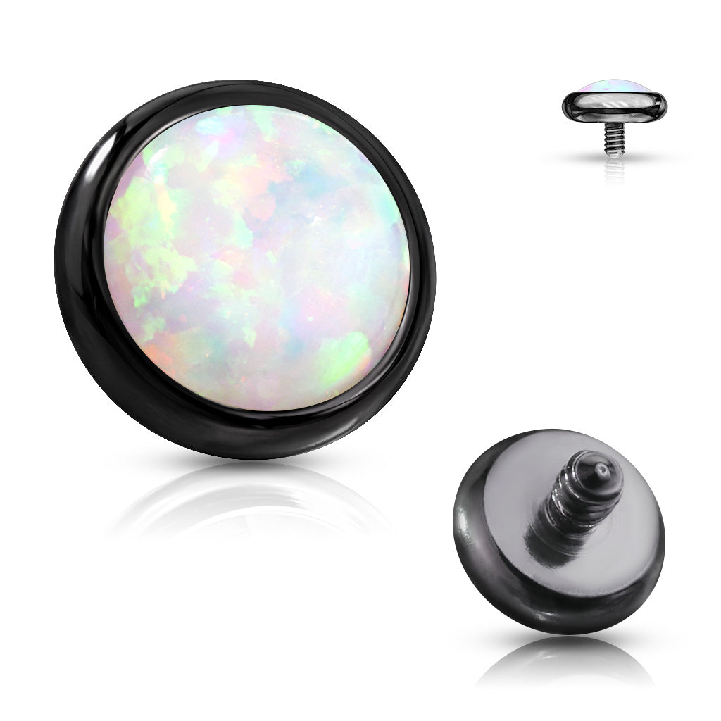 Internally Threaded Surgical Steel Opal Bezel Tops