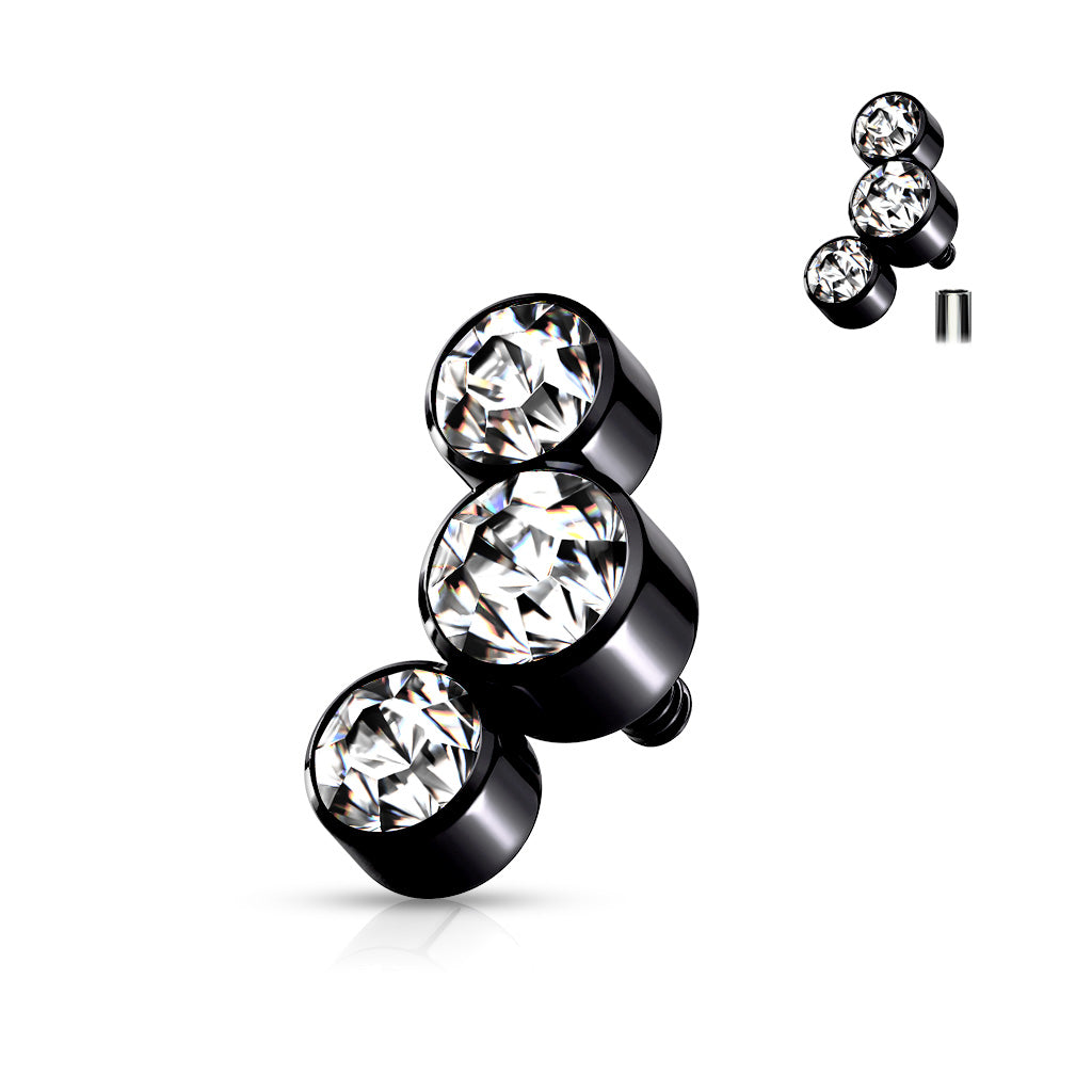 Surgical Steel Internally Threaded 3 Curve Bezel Set Top Only