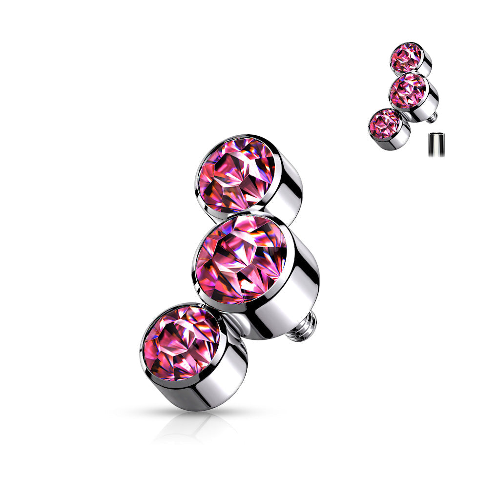 Surgical Steel Internally Threaded 3 Curve Bezel Set Top Only