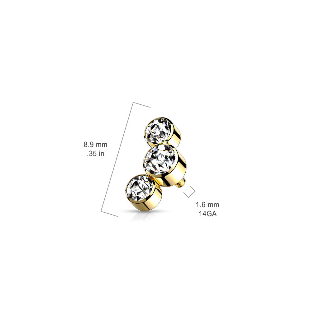 Surgical Steel Internally Threaded 3 Curve Bezel Set Top Only