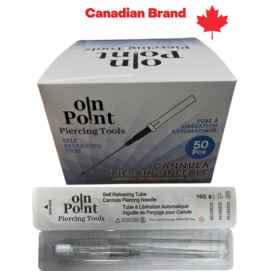 On Point Self Releasing Pre-Sterilized Cannula Piercing Needle 20G-14G - Box of 50